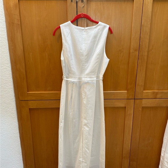 Commense White Sheath Maxi Dress Sleeveless Crew Neck - Picture 3 of 5